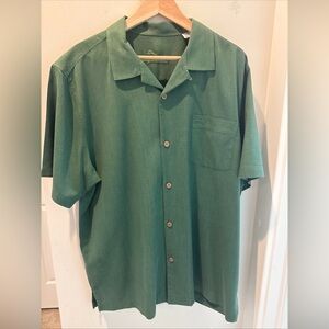 Tommy Bahama Green Silk blend Button Down Shirt size XL